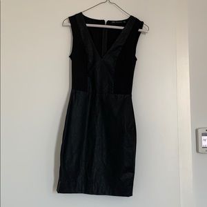 Leather trim dress